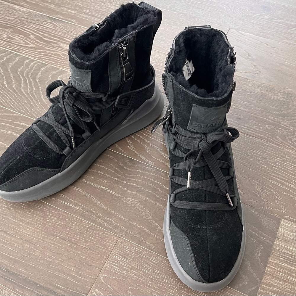 Pajar Exo Shearling Combat Shearling-Trimmed Suede Winter Boots Men 9.5